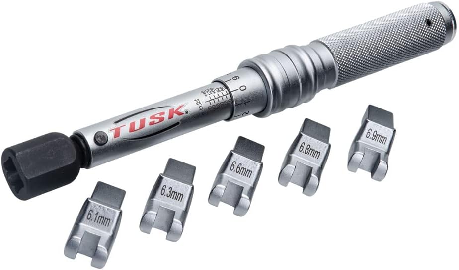 TUSK Spoke Torque Wrench Kit – Adjustable 30–150in‑lb Torque Wrench + 5 Drop‑Forged Heads (6.1–6.9mm) in Case – Calibrated ±2% for Motorcycle & Bicycle Spoke Tension Compatible with KTM Husqvarna