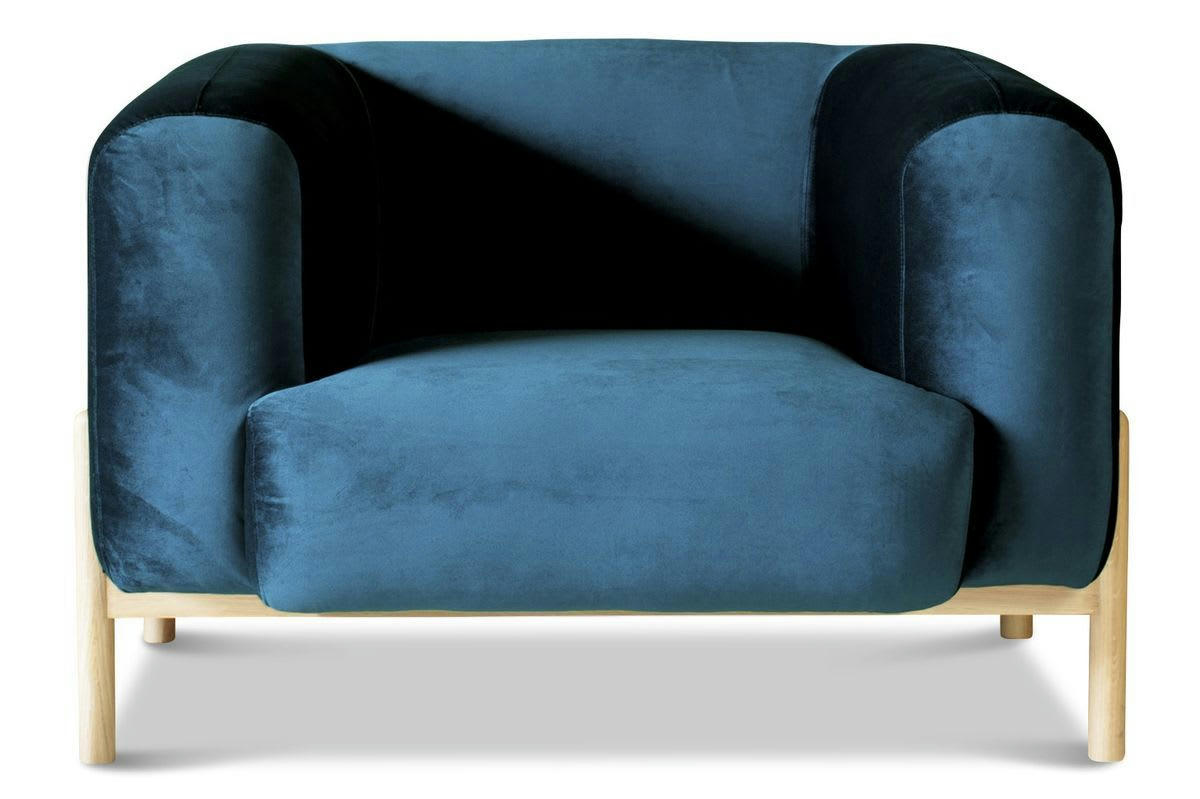 VIELA - Fauteuil en velours bleu
