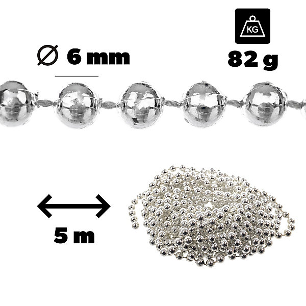 KADAX Guirlande de Noël avec Perles 5m Argent