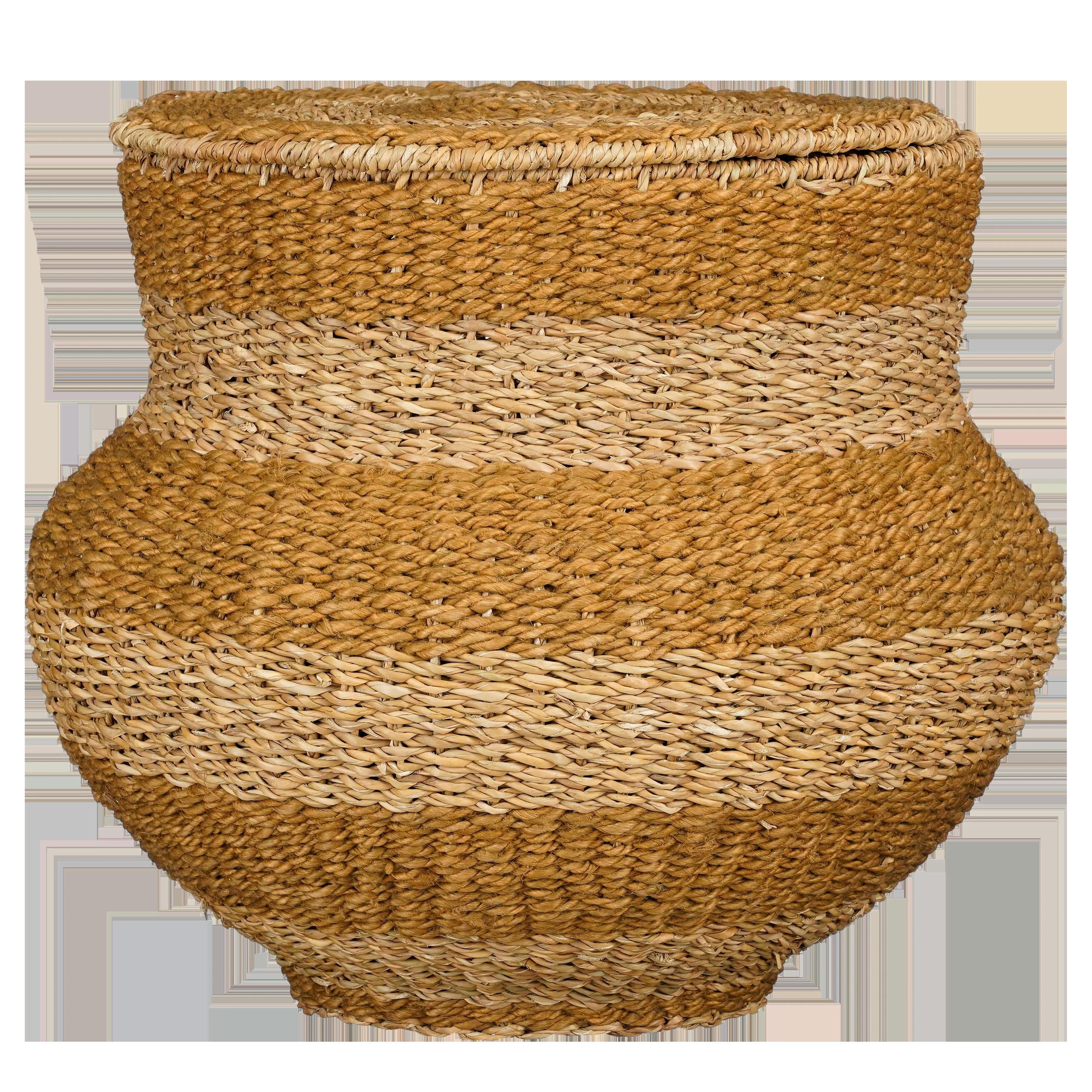 TACOMA - Panier de rangement avec couvercle en jute jaune H48