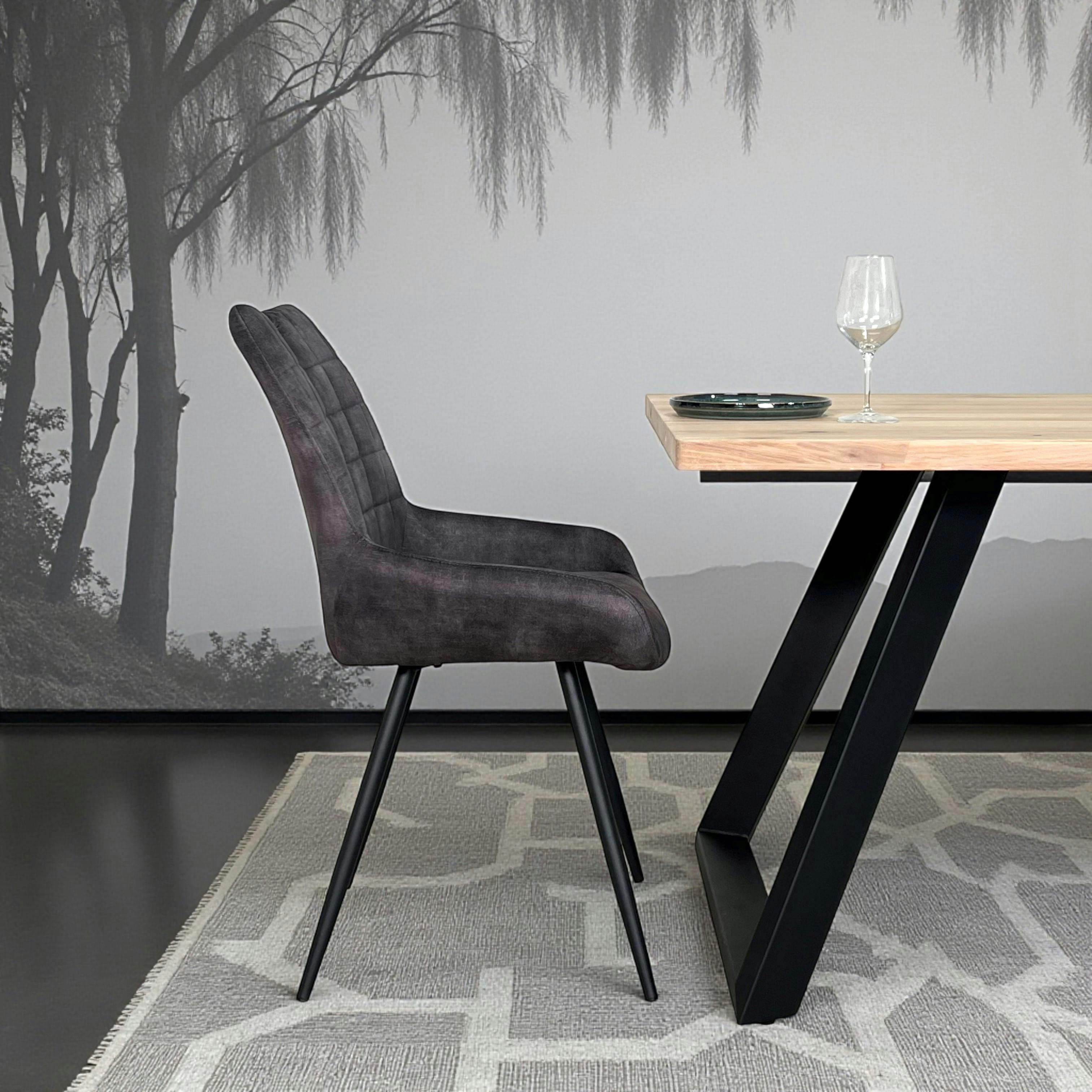 Chaise gris sombre avec poignée (lot de 2) MALMOE