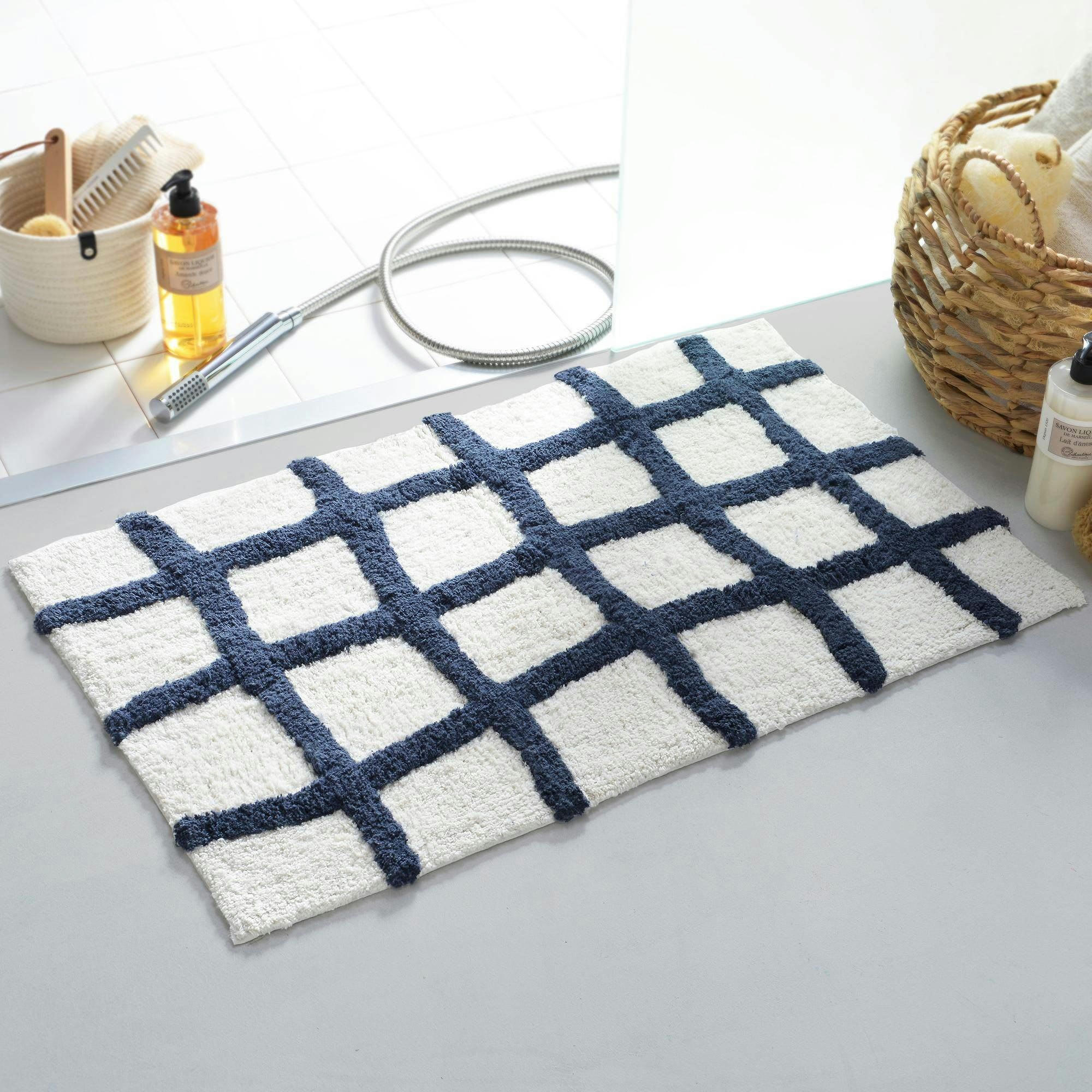 ABYSSALE - Tapis de bain 50x80 blanc cassé en coton