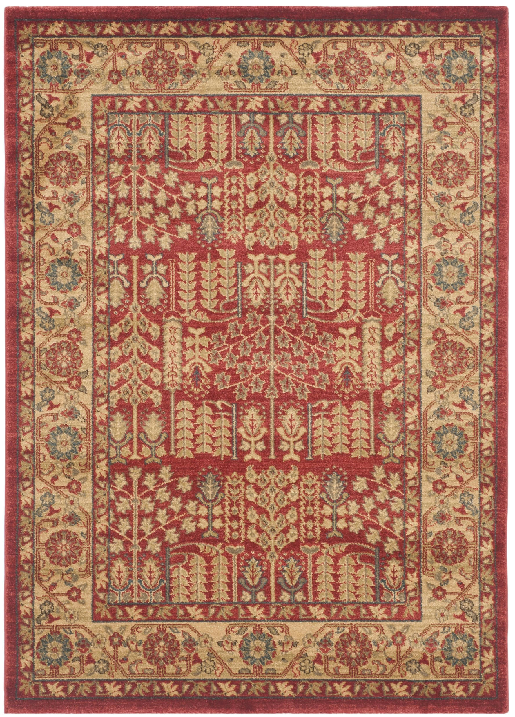 MAHAL - Tapis de salon interieur en rouge & naturel, 122 x 170 cm