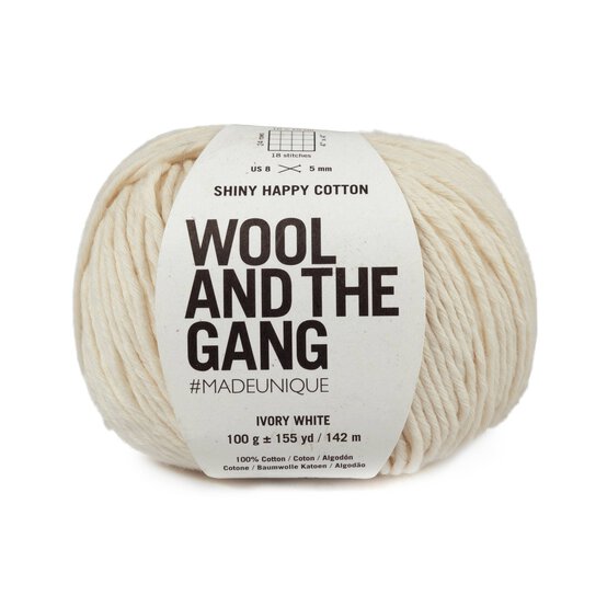 Wool and the Gang Ivory White Shiny Happy Cotton 100g