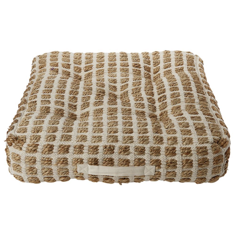 Coussin de sol à carreaux 50x50cm beige
