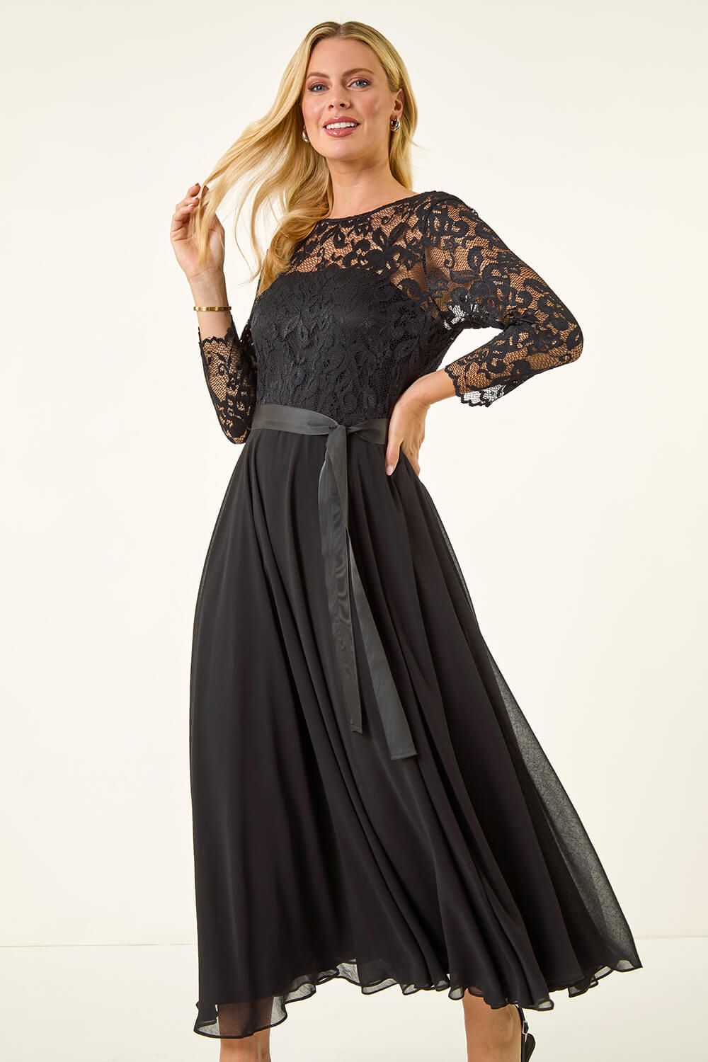 Roman Petite Lace Contrast Bodice Dress