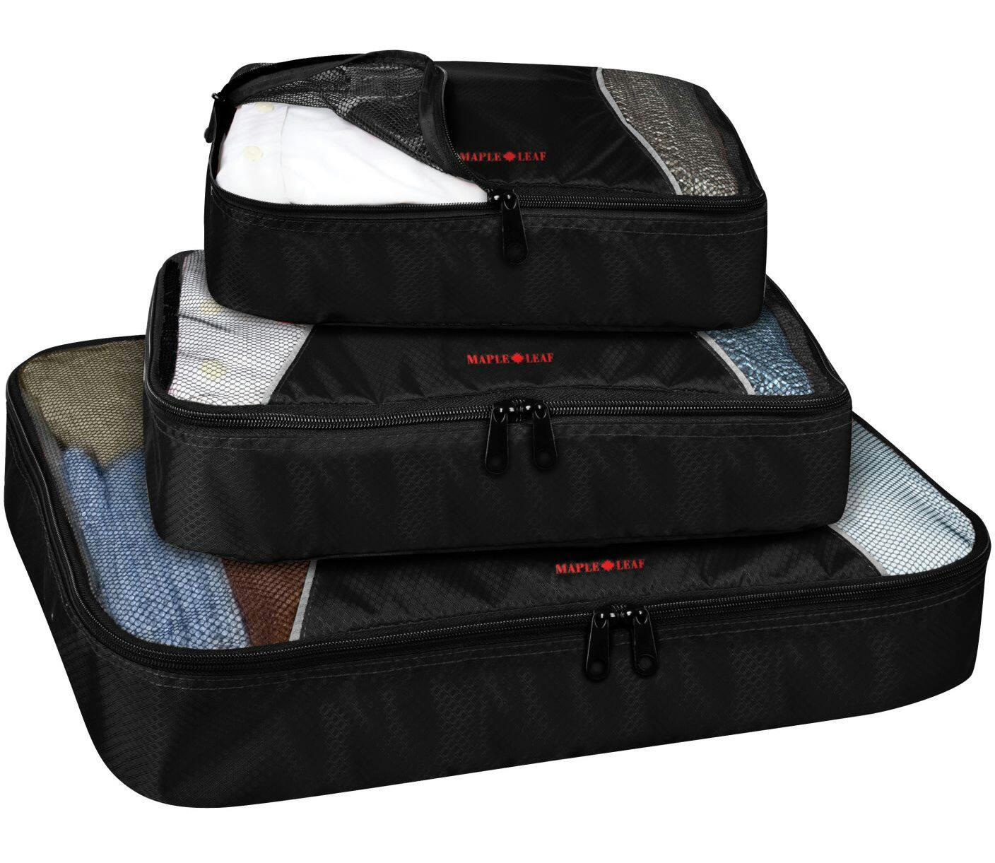 Maple Leaf Multi-Size Luggage/Suitcase Travel Organizer Packing Cubes Set, 3-pc