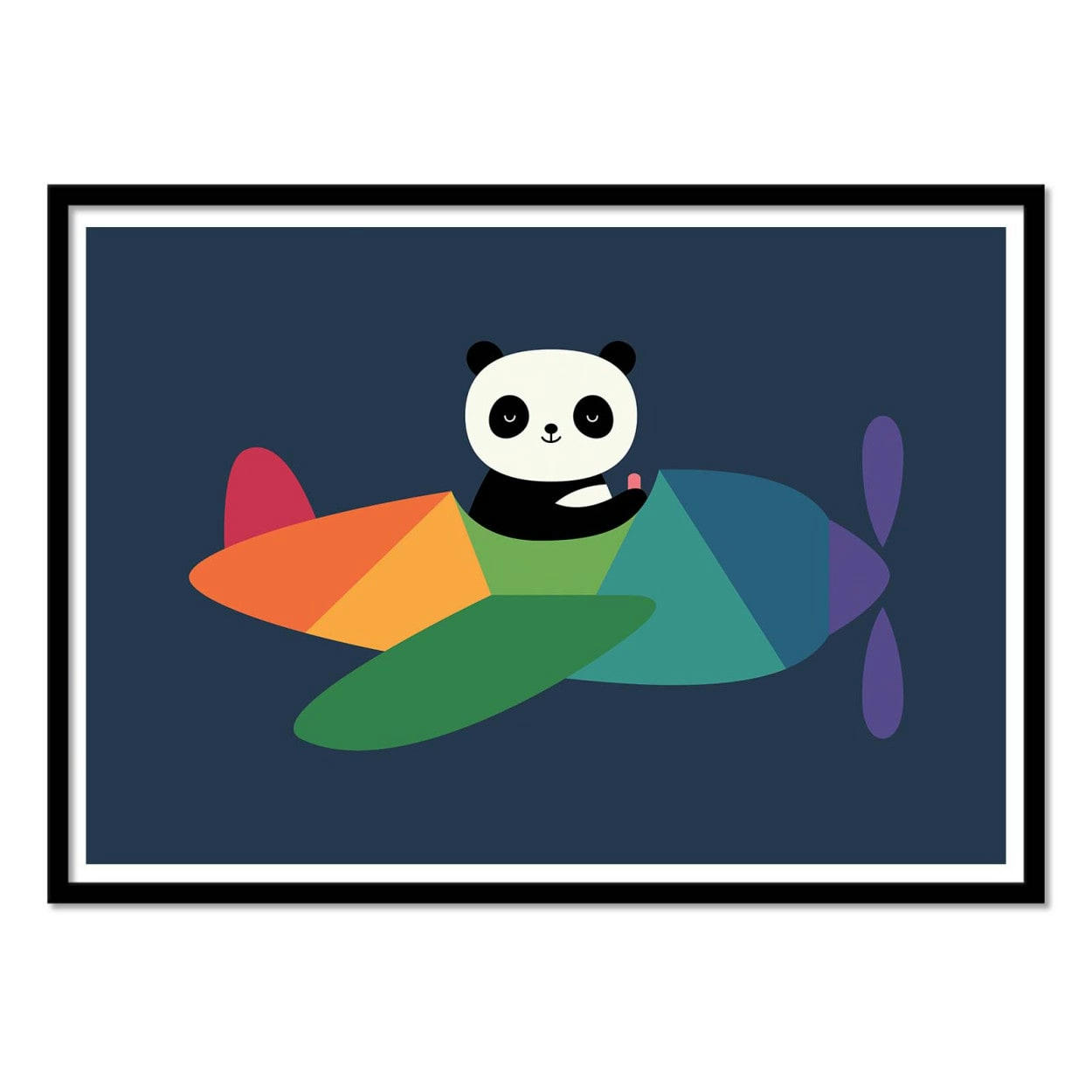 ANDY WESTFACE - HAPPY TIME -  Affiche d'art avec Cadre bois noir - 50 x 70 cm