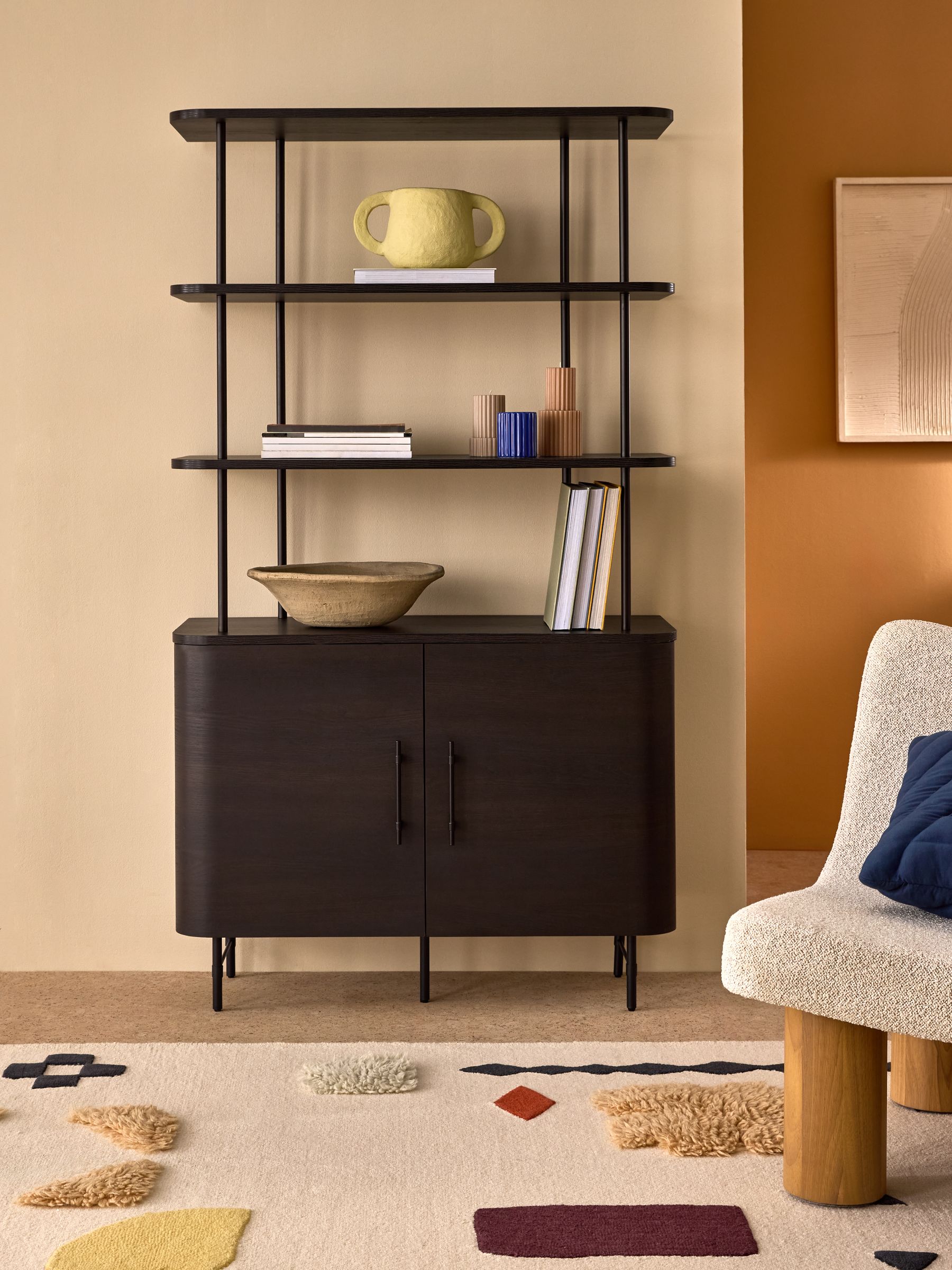 Zeke Shelving Unit in Dark Oak Effect