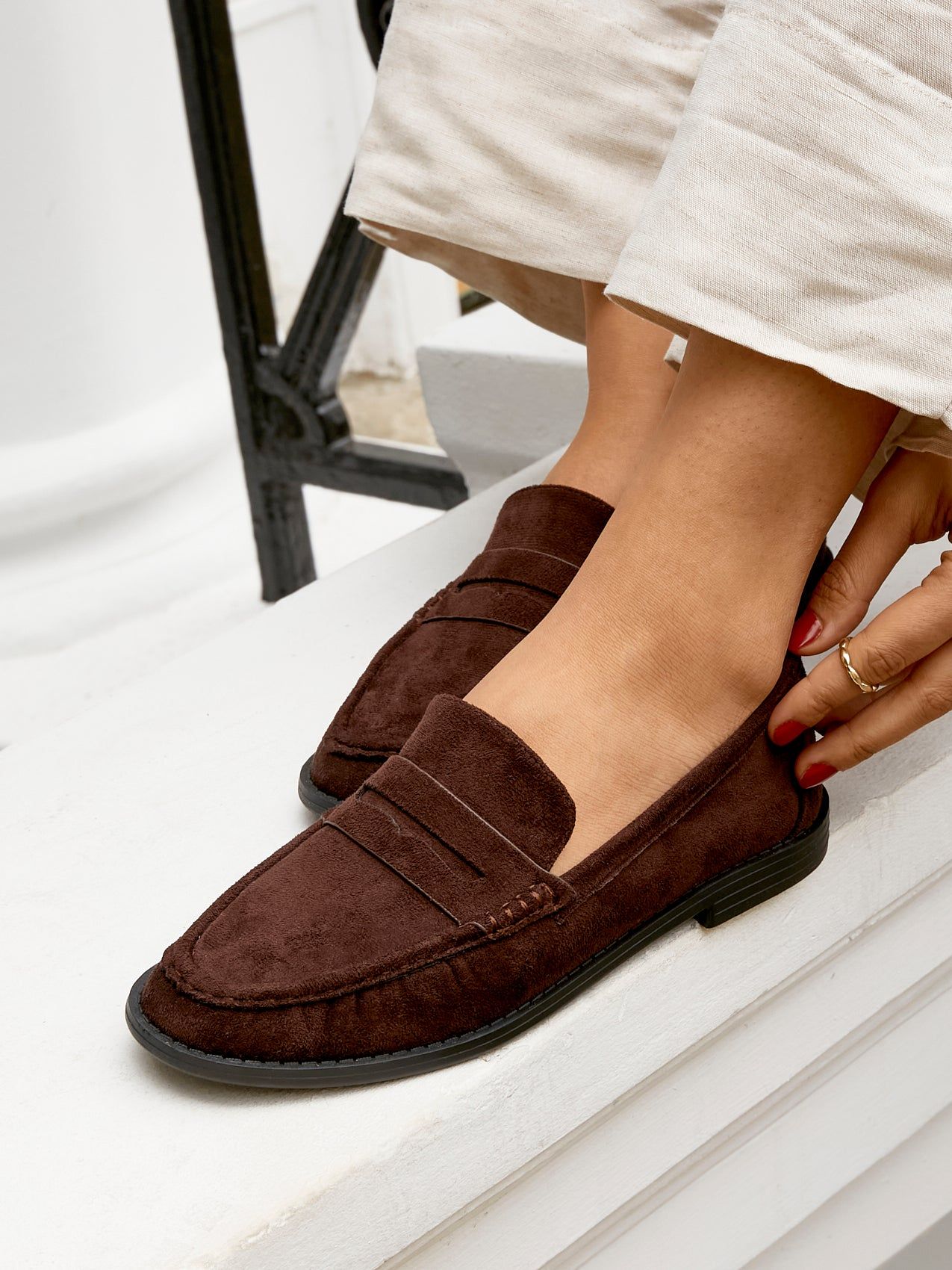 Linzi Precise Brown Faux Suede Classic Loafer