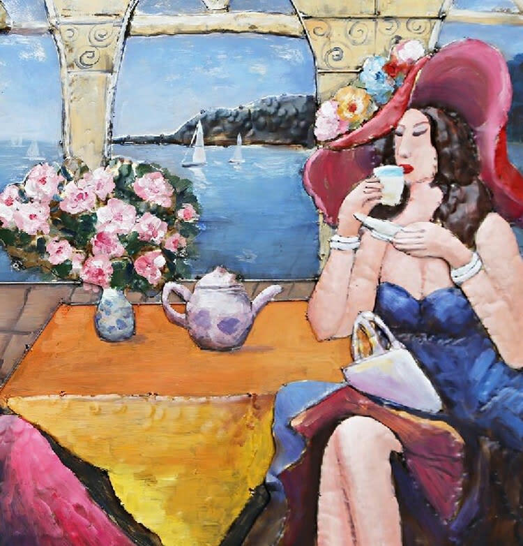 MÉTAL BRASS - Tableau relief en métal instant thé 160x105