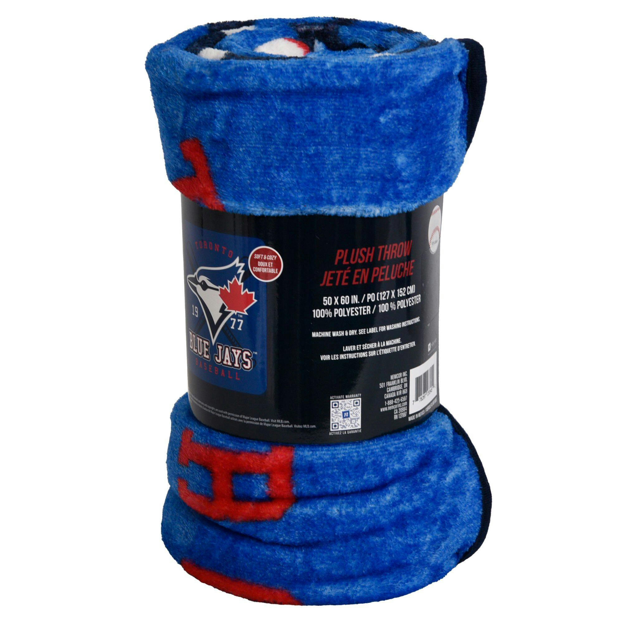 MLB Toronto Blue Jays Plush Blanket, 50 x 60-in, Polyester, Blue