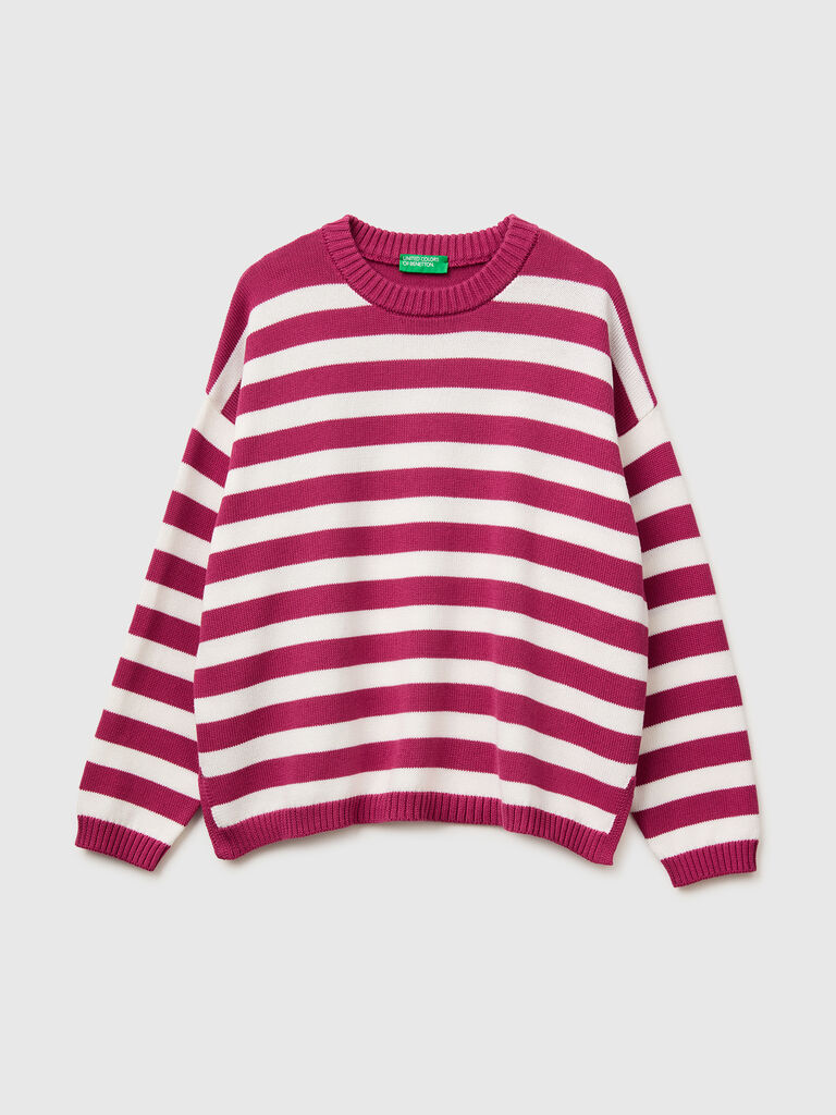 Striped sweater in tricot cotton