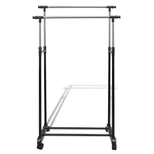 NNEVL Adjustable Clothes Rack with 2 Hanging Rails 2 pcs
