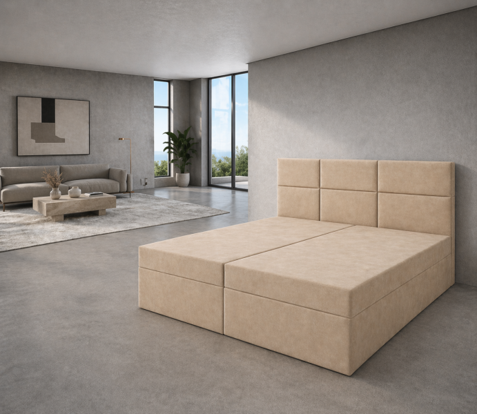 Łóżko kontynentalne DREAM2 180/200 w tkaninie Riviera 21