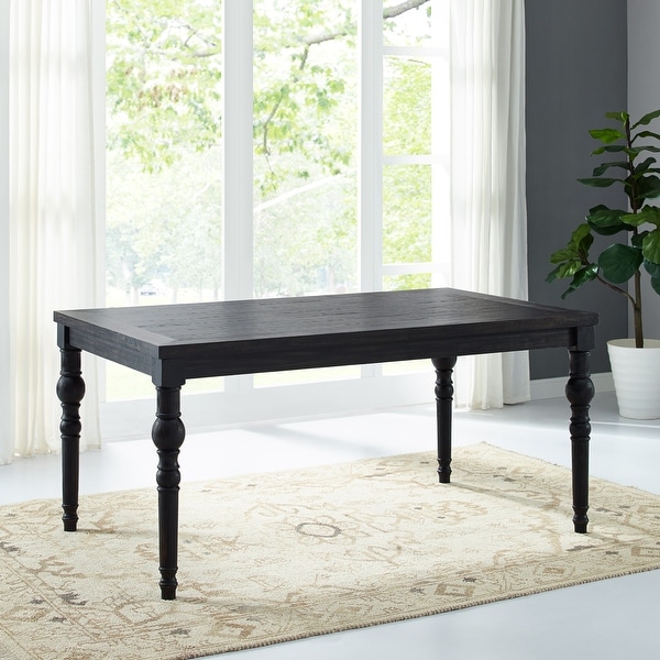 Roundhill Furniture Leviton 7-pc. Dark-wash Wood Dining Set w/ Turned Legs