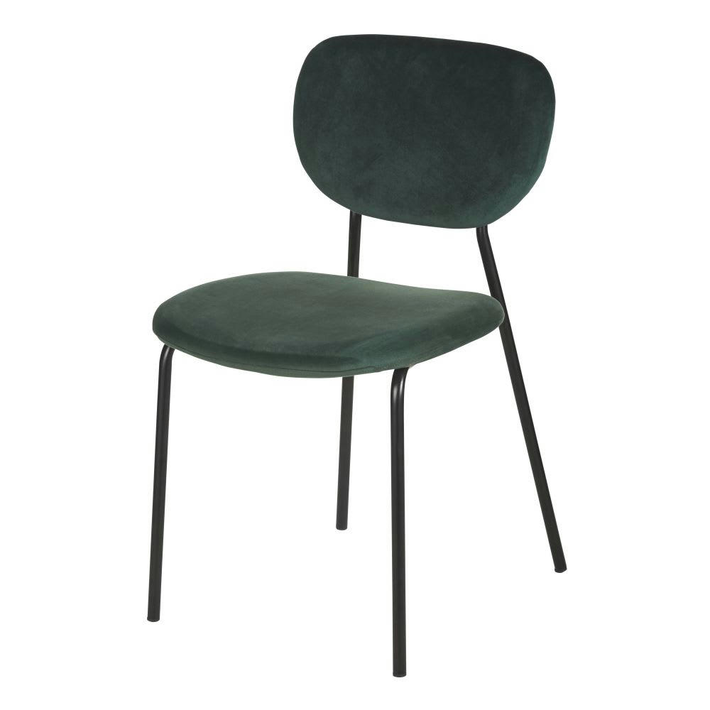 Oscarine Business - Lot de 2 chaises professionnelles en métal noir et velours vert