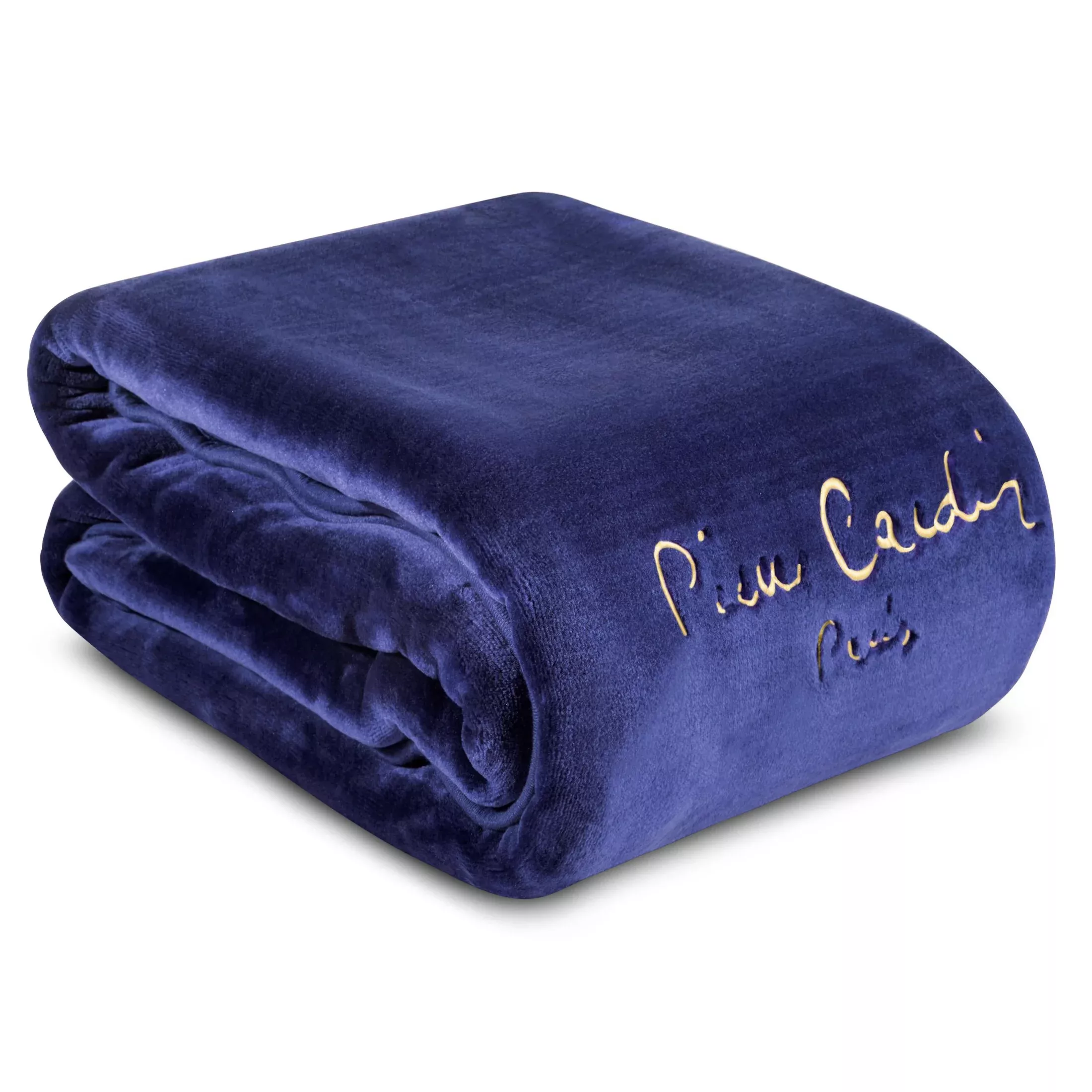Koc 220x240 cm granatowy o wysokiej gramaturze z haftowanym logo CLARA Pierre Cardin