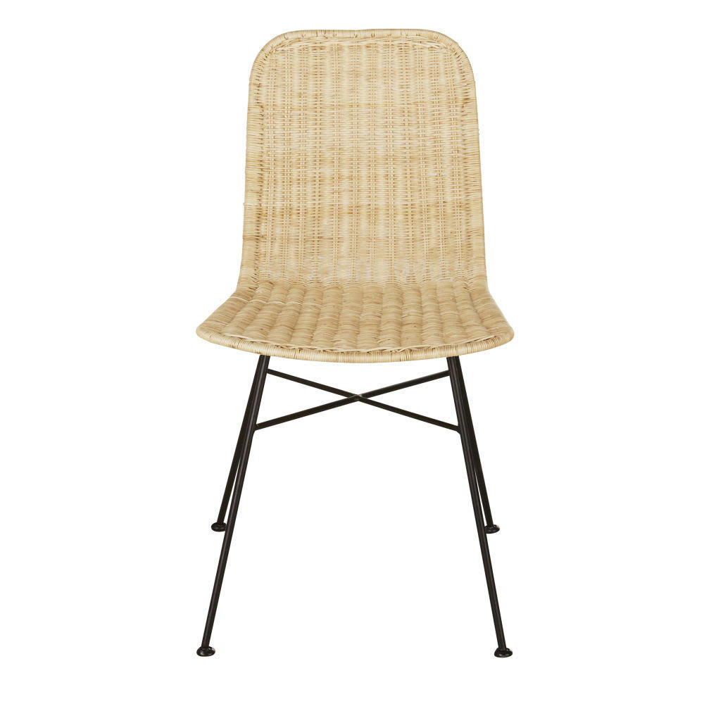 Zia - Chaise en rotin et métal noir