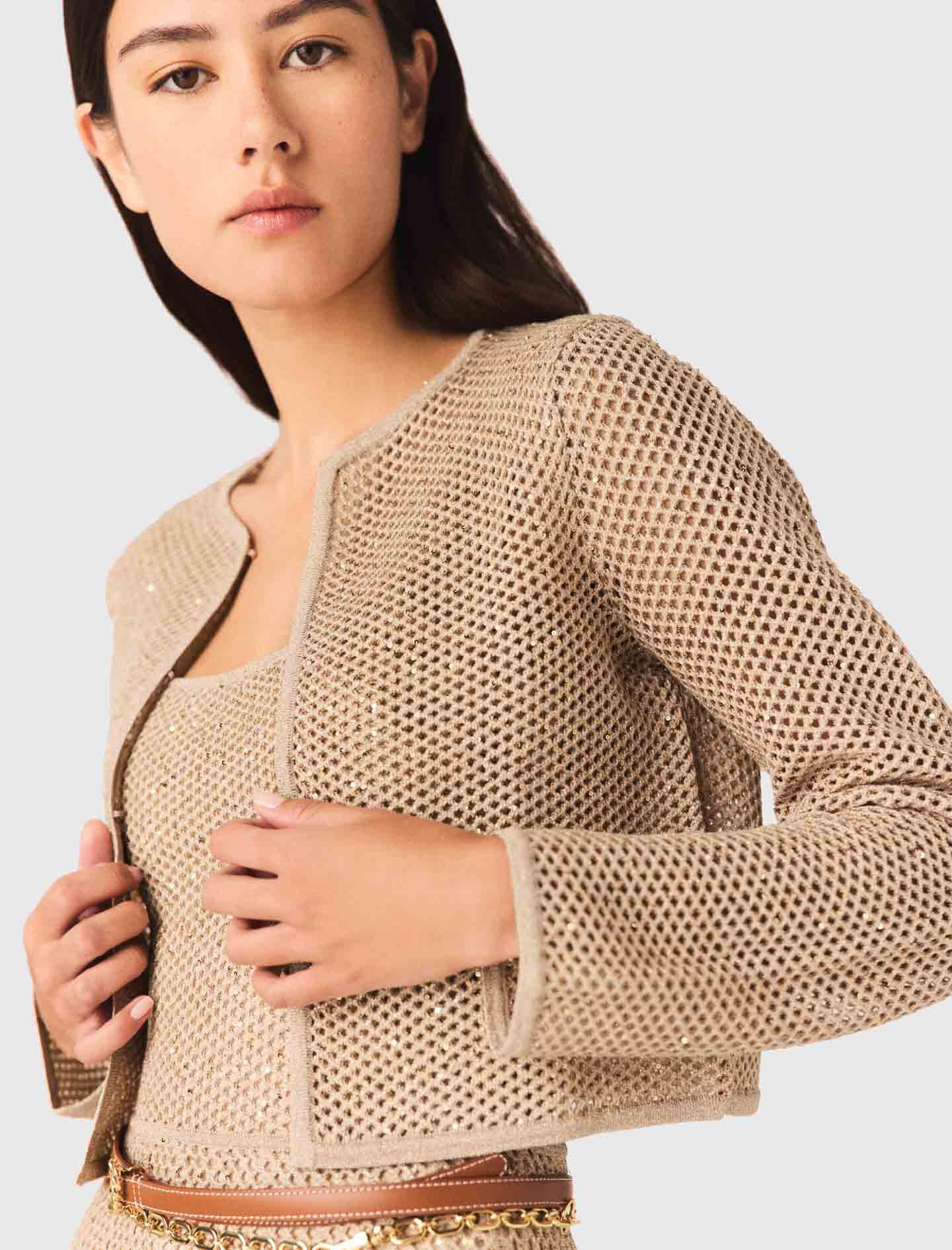 Cardigan en maille strassée
