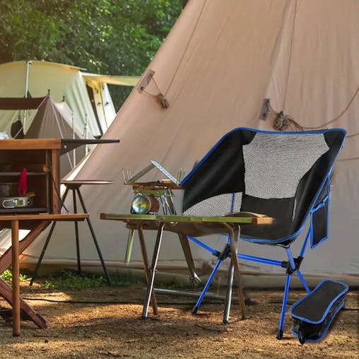 NNETM Ultralight Folding Camping Chair with Side Pocket - Sapphire