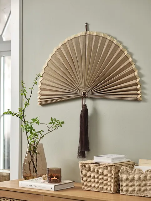 Dekorativ vægvifte FINN B83cm natur
