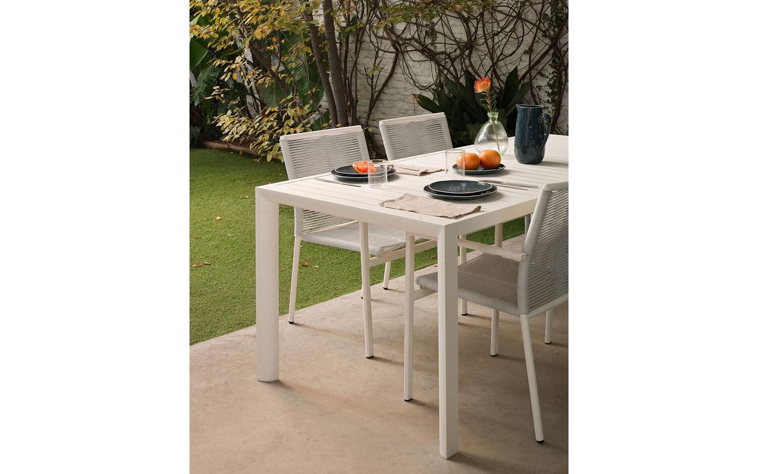 Kave Home - Culip buitentafel van aluminium met witte afwerking 180 x