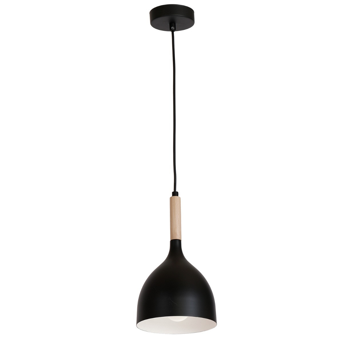 Lampa wisząca czarny matowa-jasne drewno Noak wood 1xE27x15W Luminex