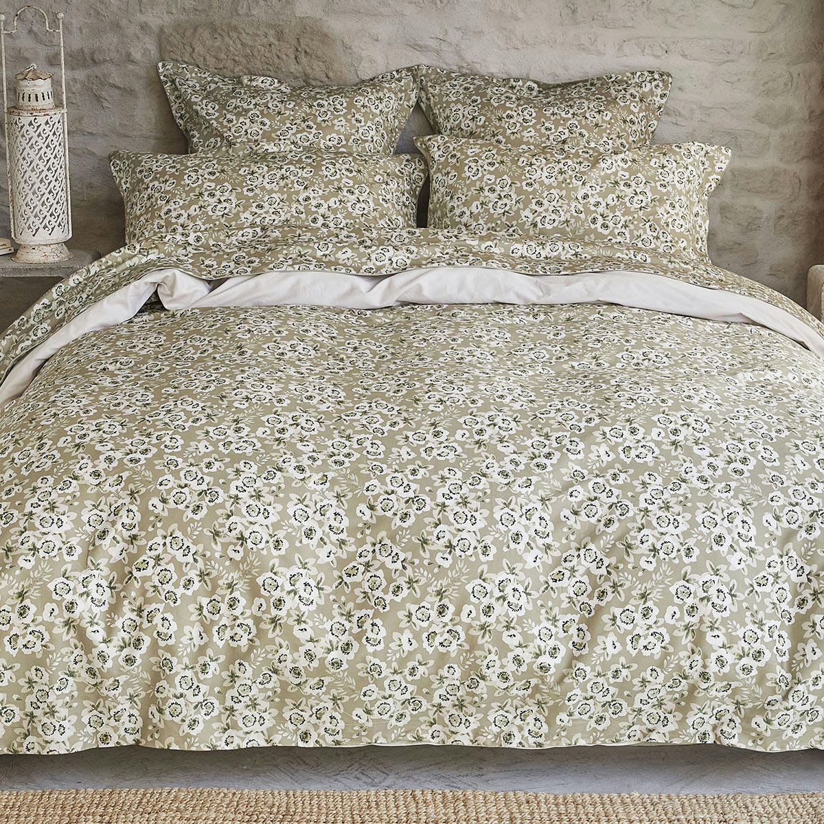 BLOSSOM - Housse de couette en satin de coton bio beige 260x240