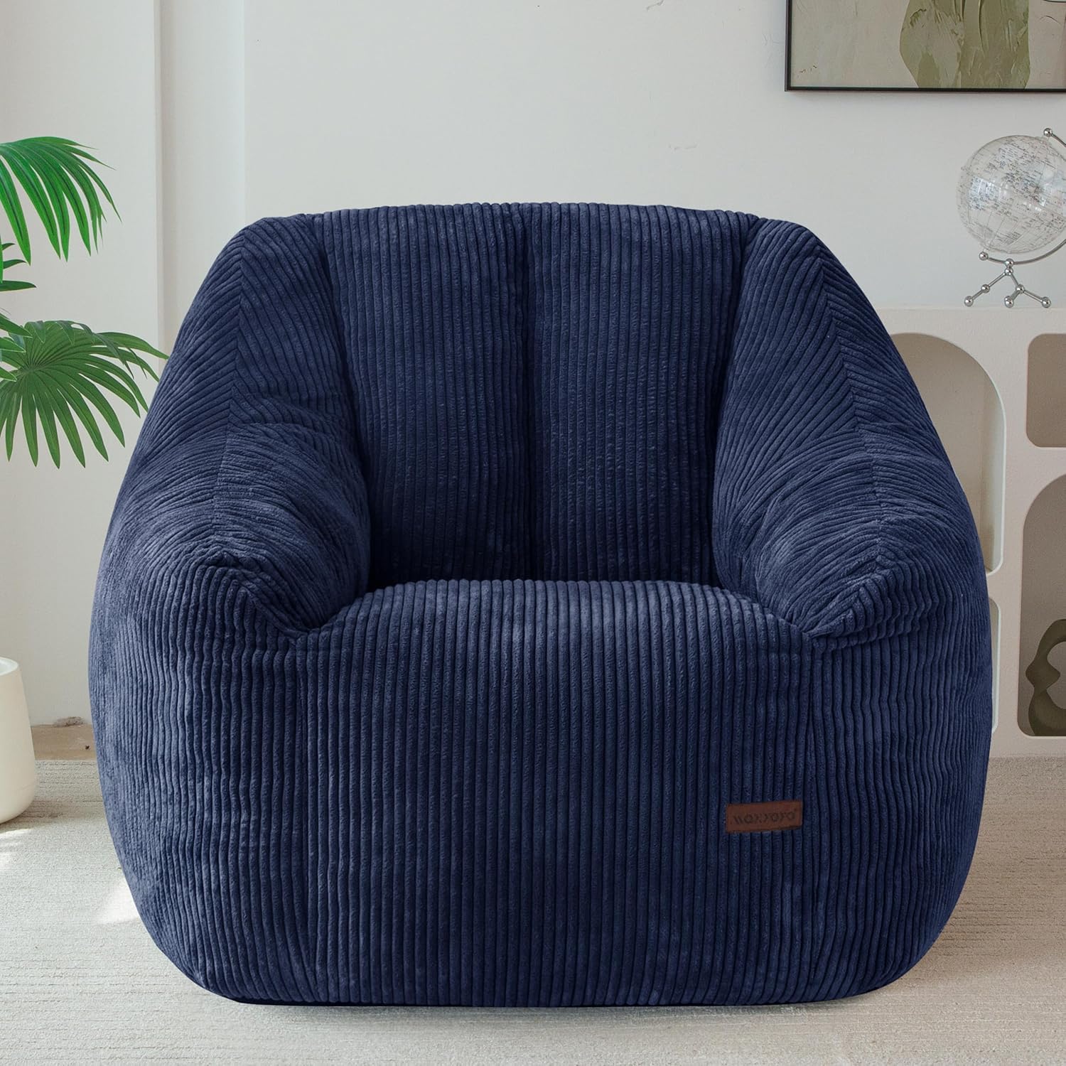 MAXYOYO Bean Bag Chair, Bean Bag Sofa with Filler, Cozy Living Room Chair for Adults and Kids, Stuffed Floor Sofa for Bedroom Dorm Reading, Navy