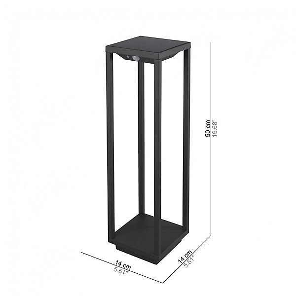 Lanterne solaire domestique LED gris foncé 2,2w avec batterie IP54 Zafferano