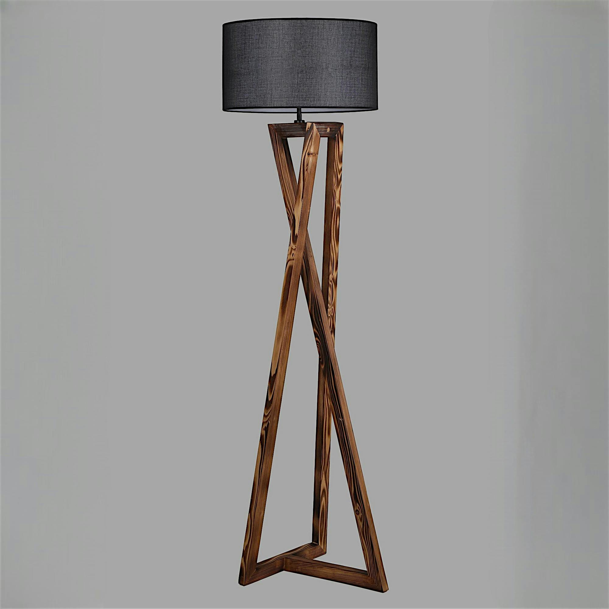 Lampadaire trépied croisé abat-jour noir 150 cm KILIS