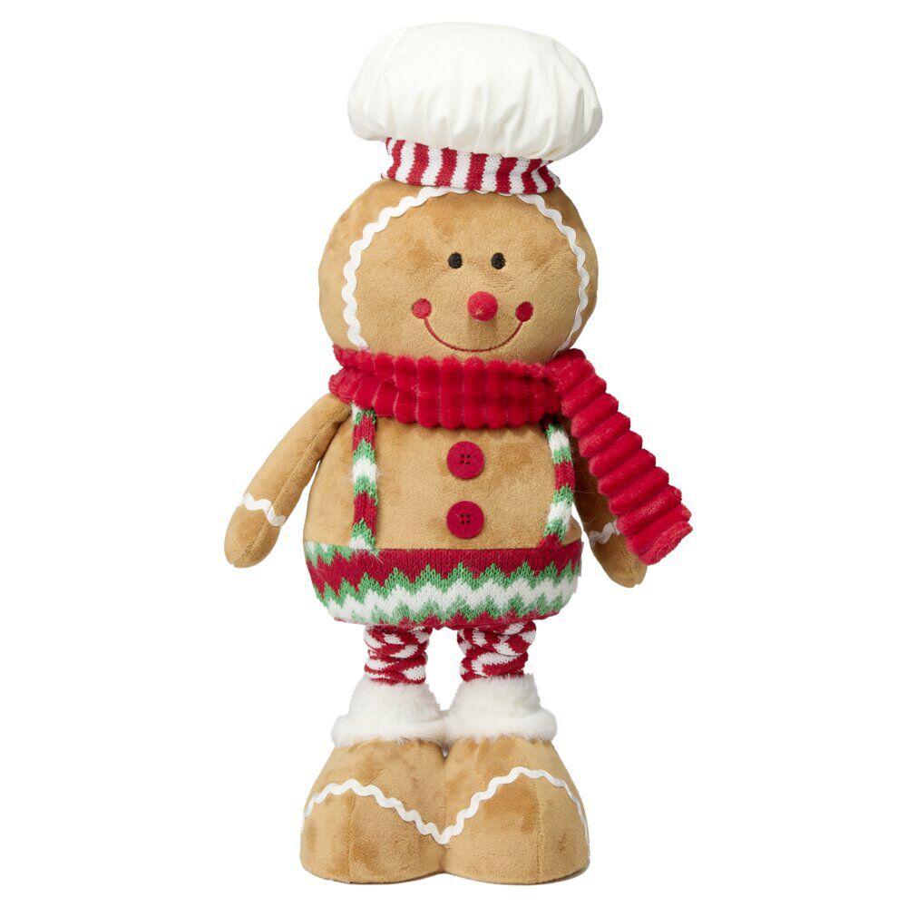 Bonhomme pain d'épices à poser à jambes extensibles H65cm (2 modèles)