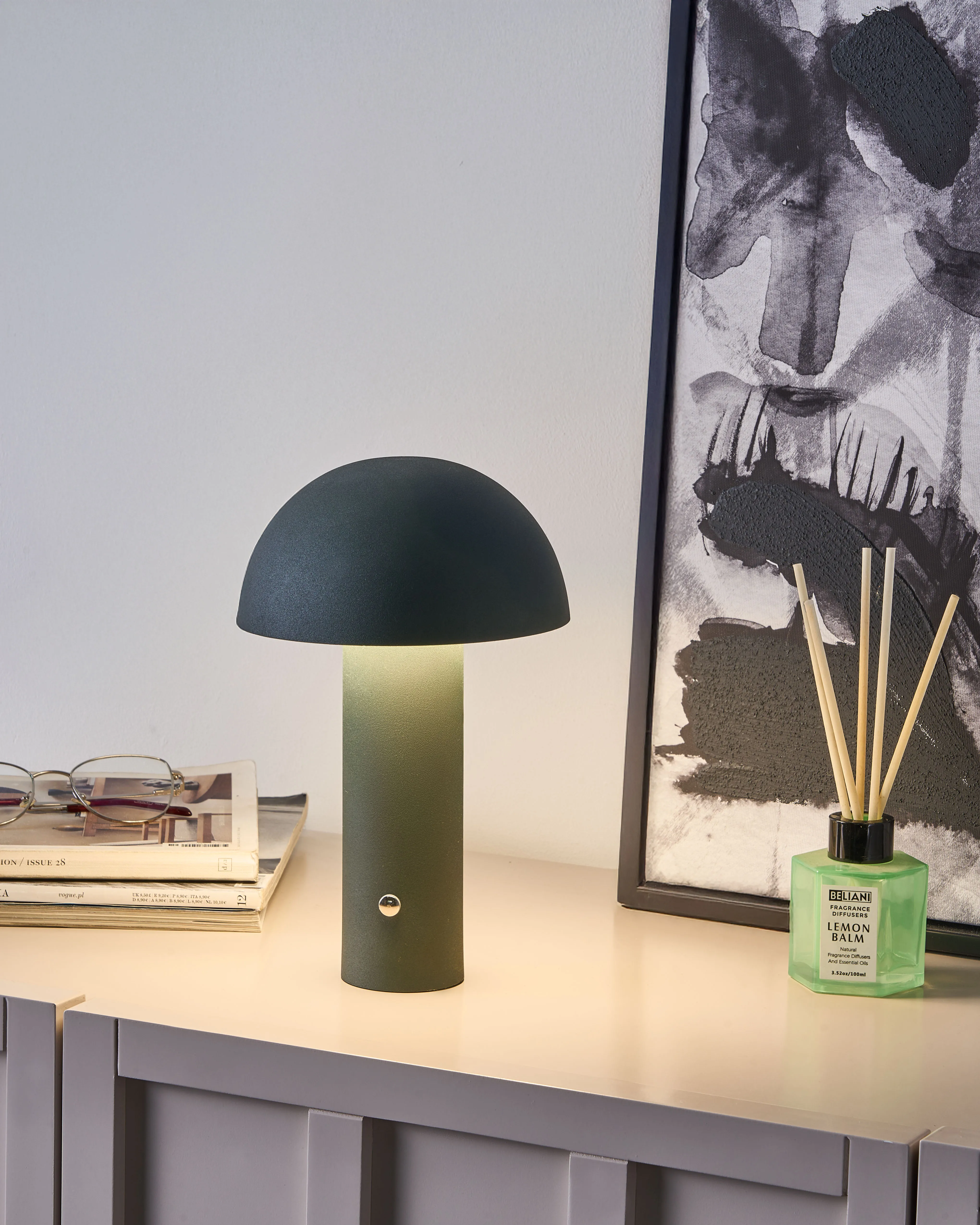Wireless LED Table Lamp BOJO with Dimmer Metal Dark Green