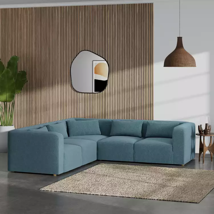 Habitat Lars Reversible Corner Sofa - Blue - Ash Leg