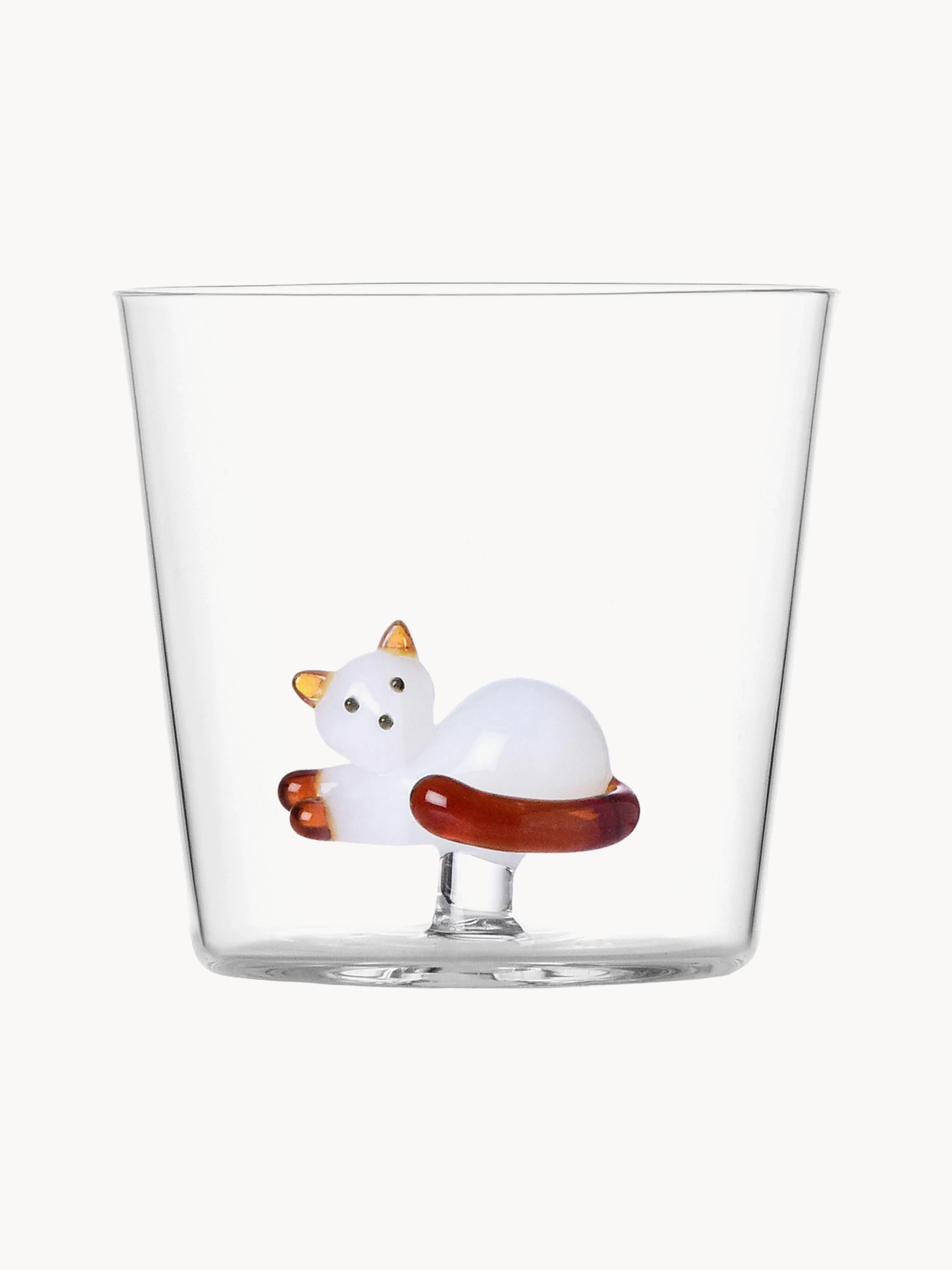 Handgefertigtes Trinkglas Tabby Cat aus Borosilikatglas