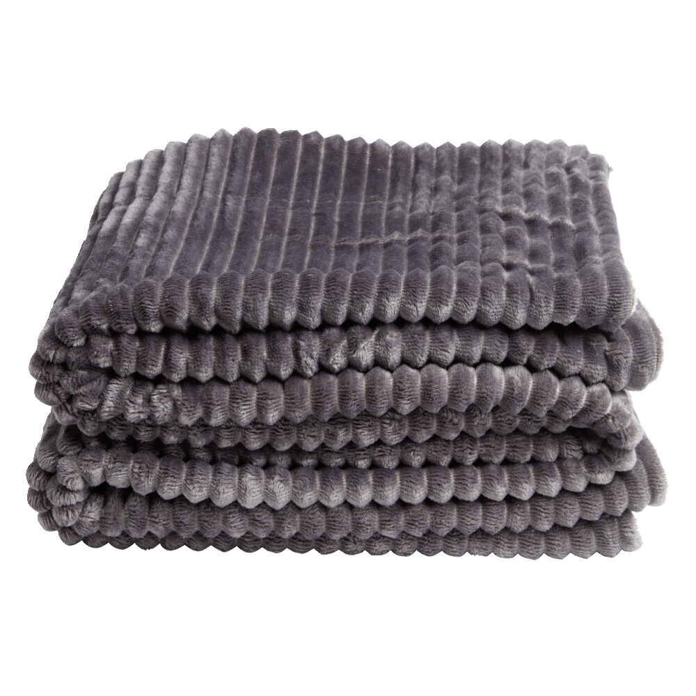 Plaid sherpa flanelle gris 130x160cm