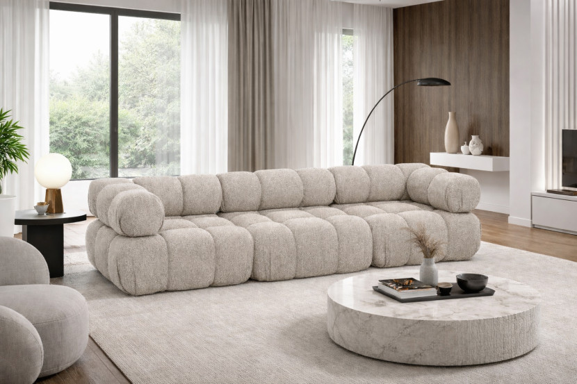 Sofa modułowa trzyosobowa, bukla Abriamo, Beżowy, Selia