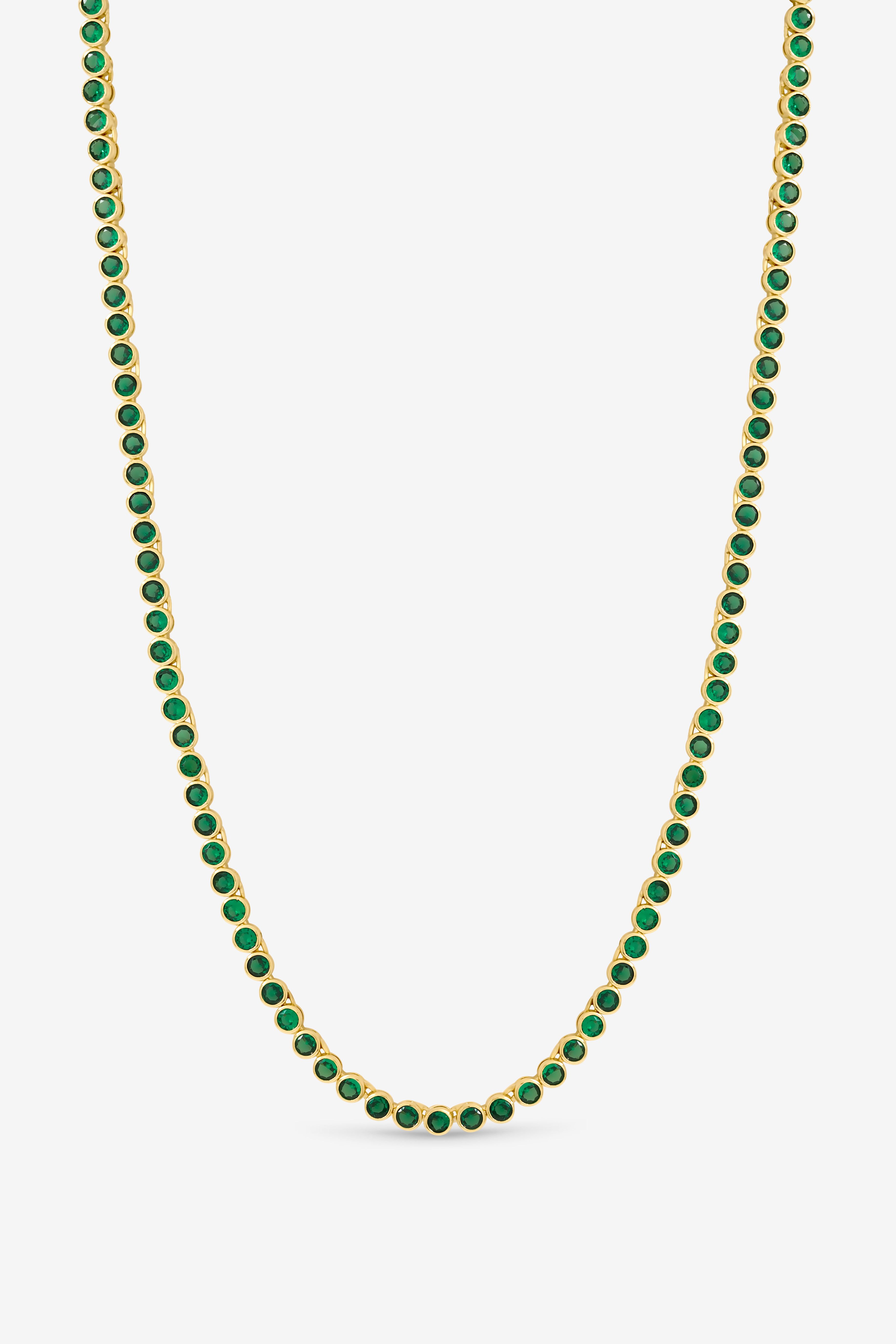 Jon Richard 14K Gold Plated and Emerald Cubic Zirconia Tennis Necklace - Gift Box