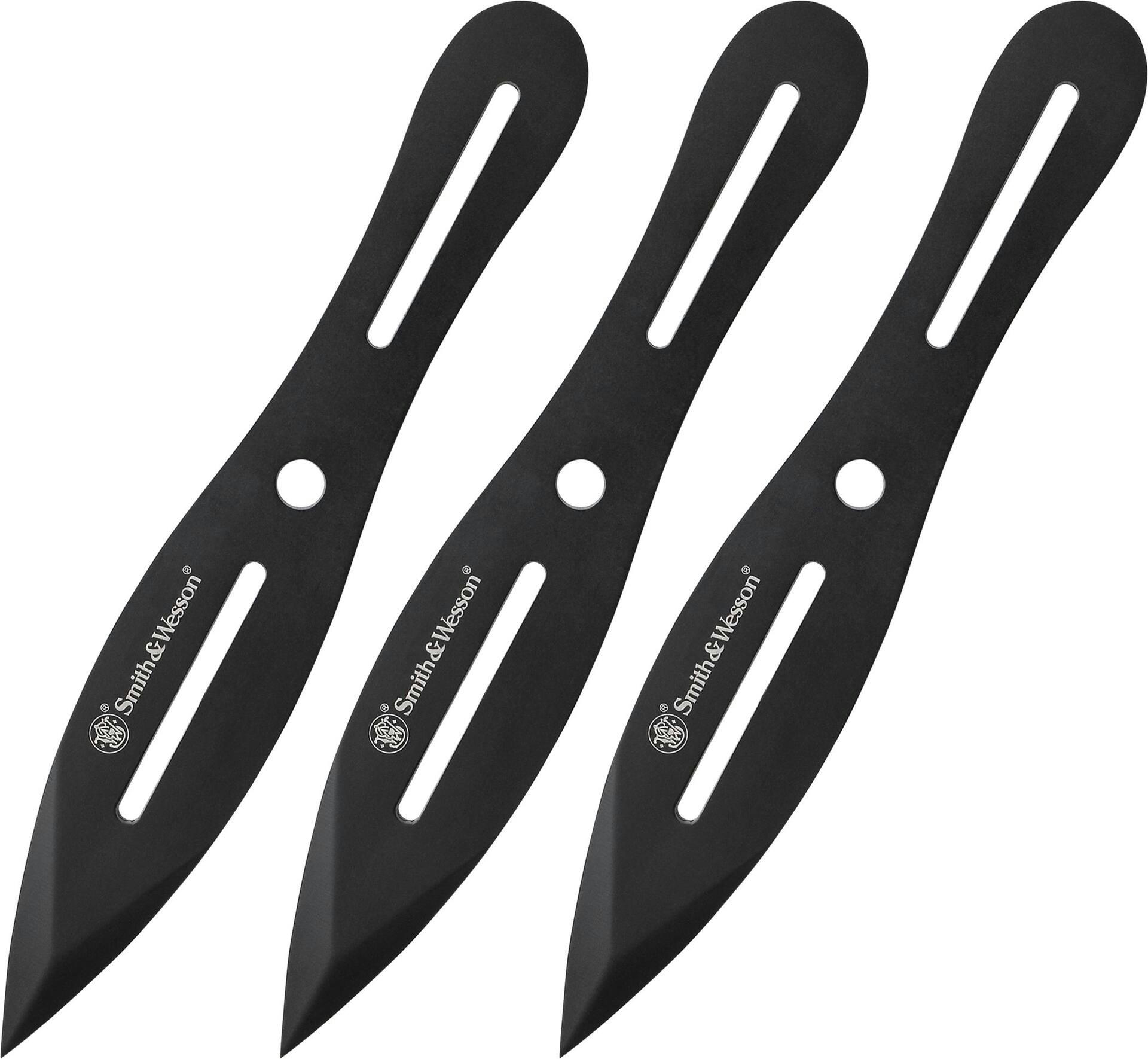 Smith & Wesson® Bullseye Throwing Knives w/ Sheath, 8-in, Black, 3-pk