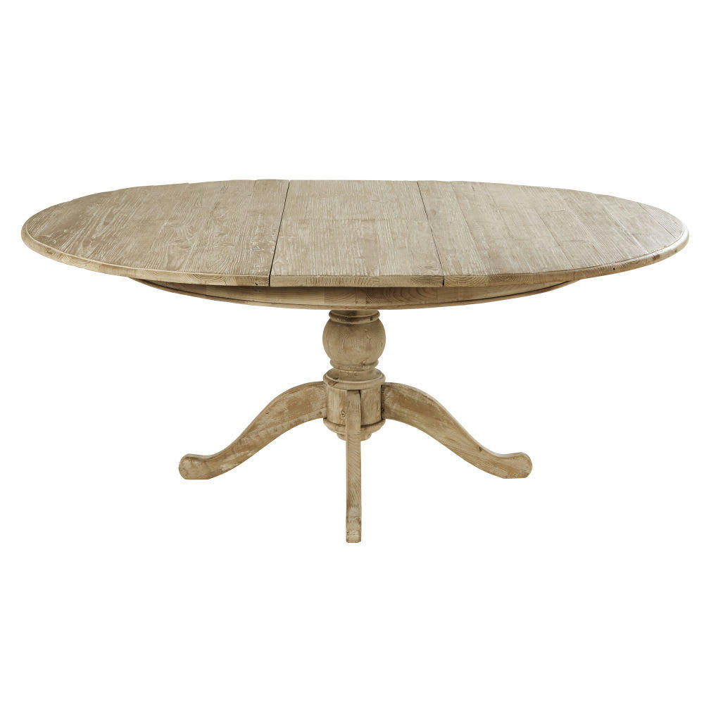 Neuilly - Table à manger extensible en sapin recyclé grisé 6/8 personnes L140/180