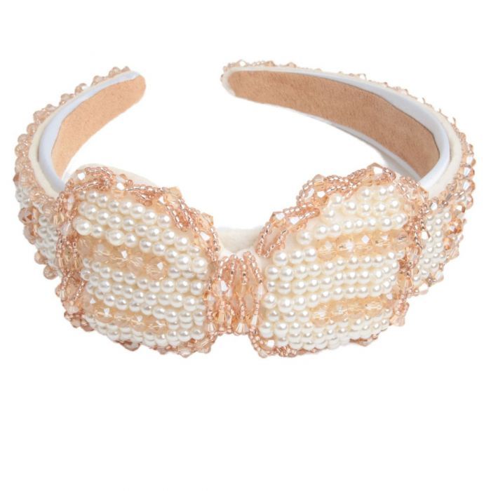 PEACH ACCESSORIES Large Pearl Bow Detail Headband