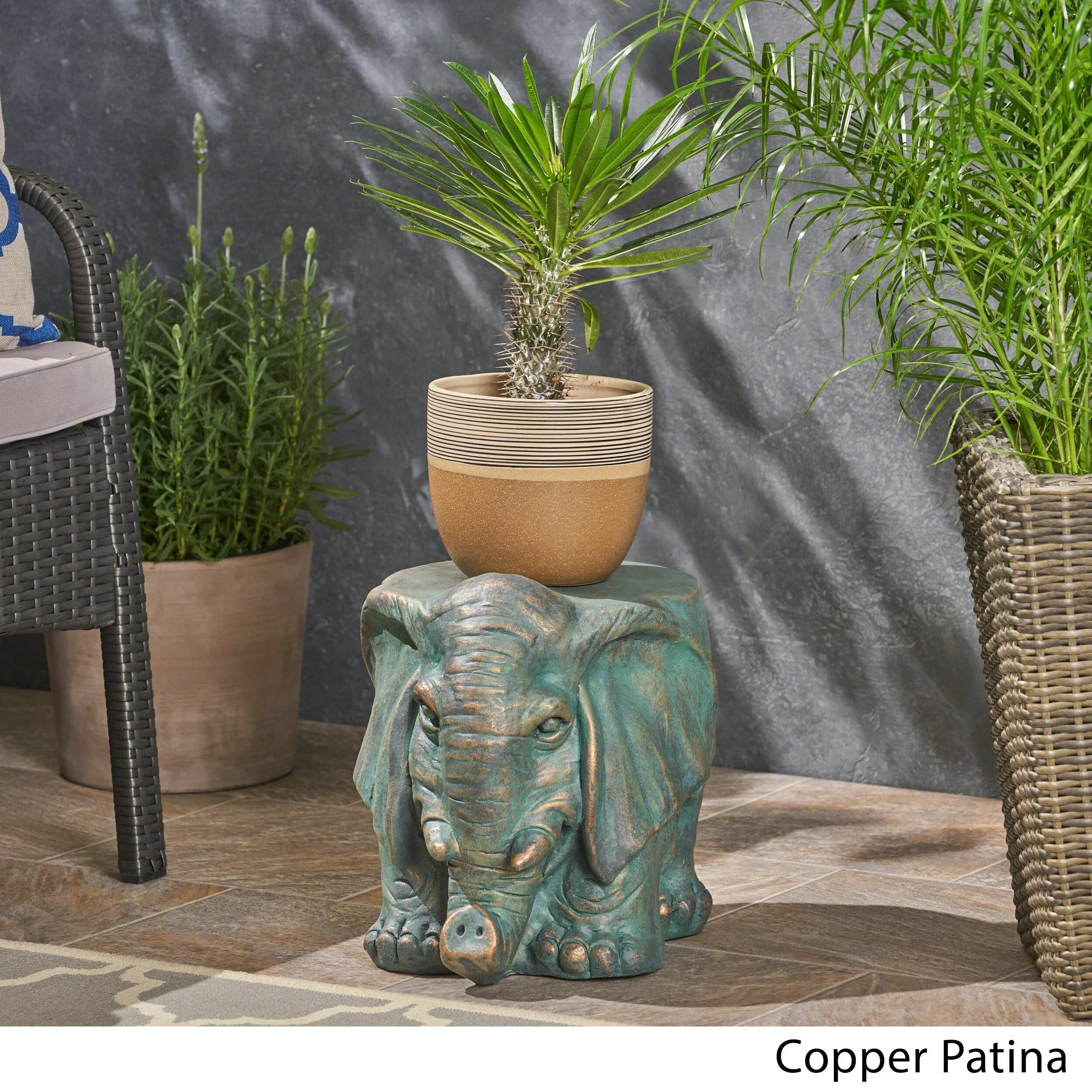 Godwin Light weight Concrete Elephant Garden Stool by Christopher Knight Home