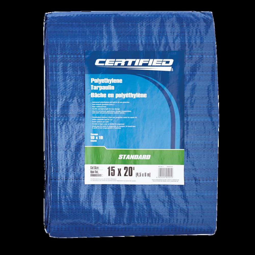 Certified Standard Duty Poly Tarp, Waterproof, 15-ft x 20-ft