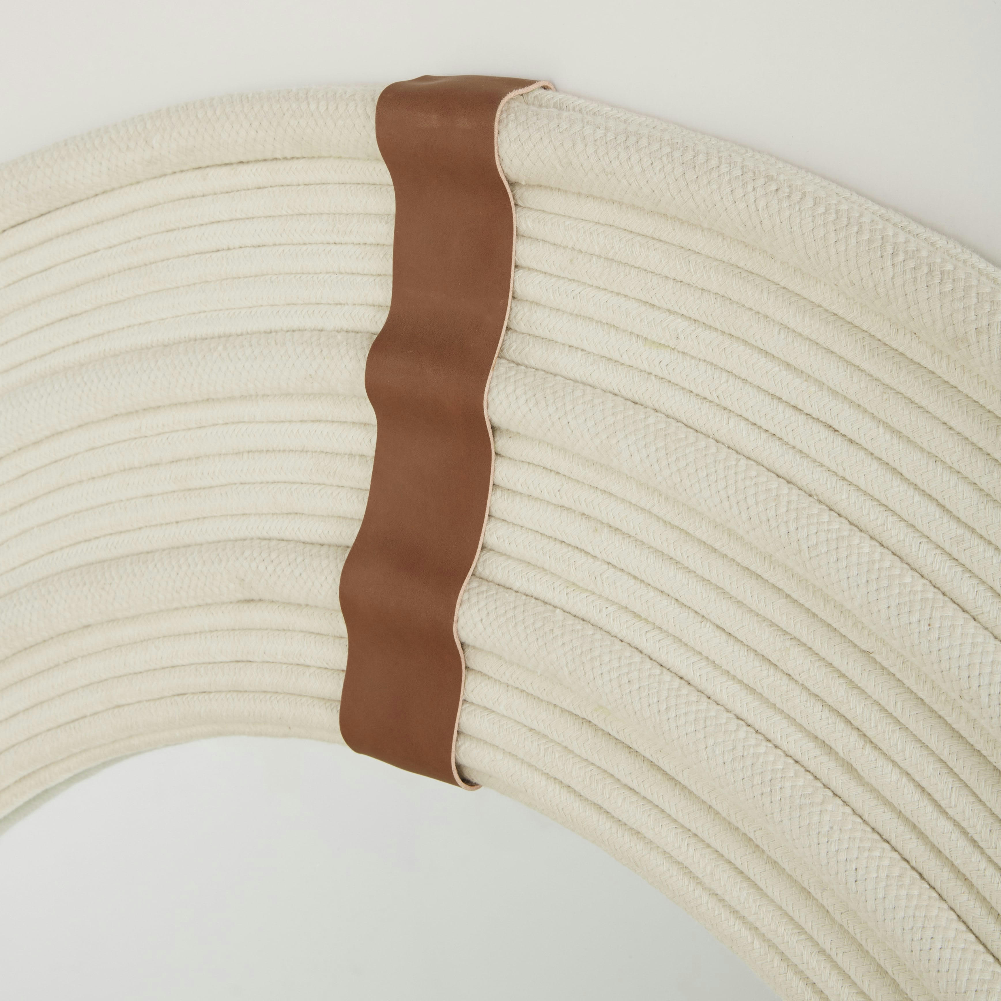 SORENE - Miroir rond beige et marron D109