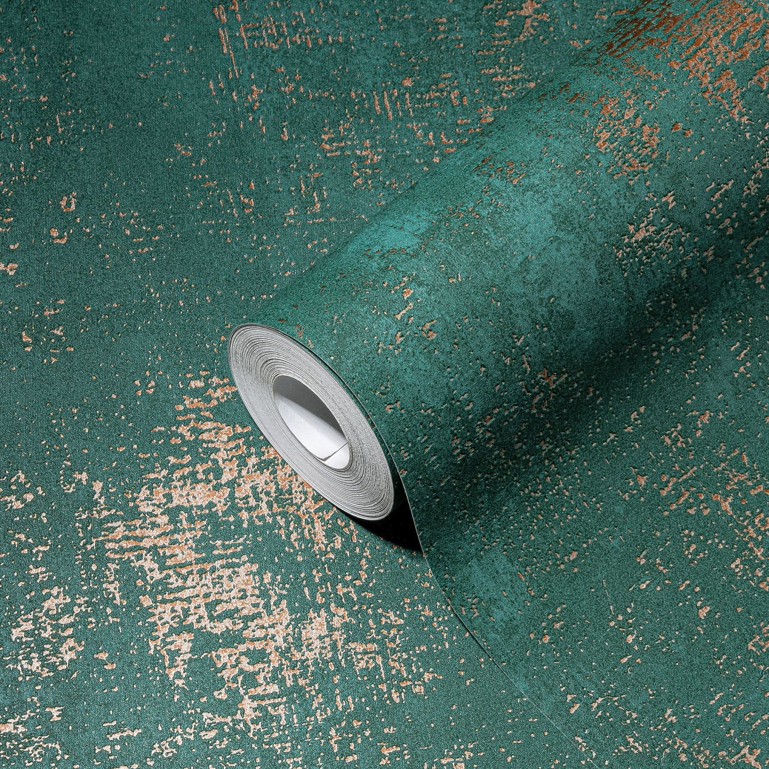 A.S. Création behang met structuur groen, goud en turquoise - 53 cm x 10.05 m - AS-388321