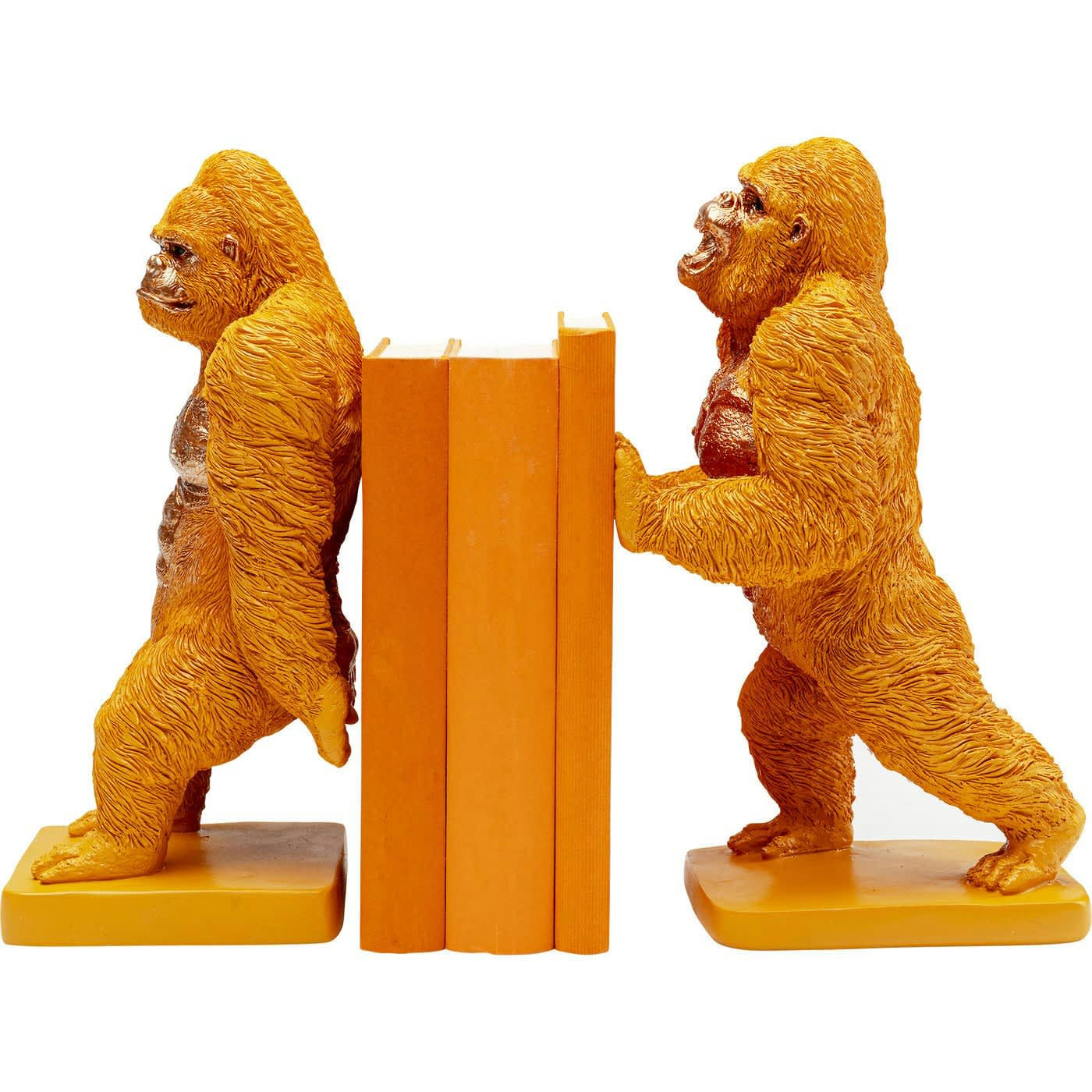 GORILLA - Serre-livres gorilles en polyrésine orange H29