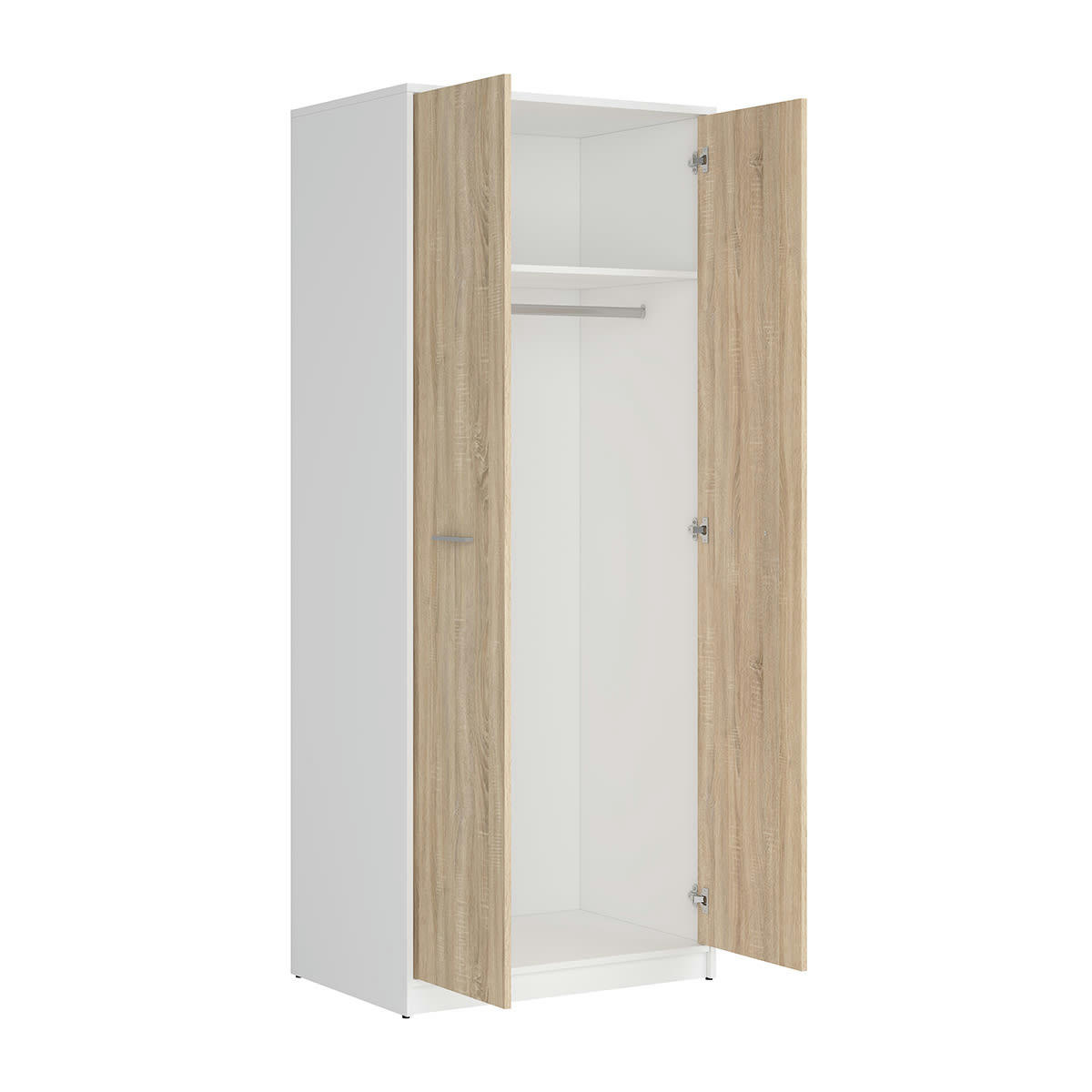 - Armoire 2 portes stratifiés naturel et blanc