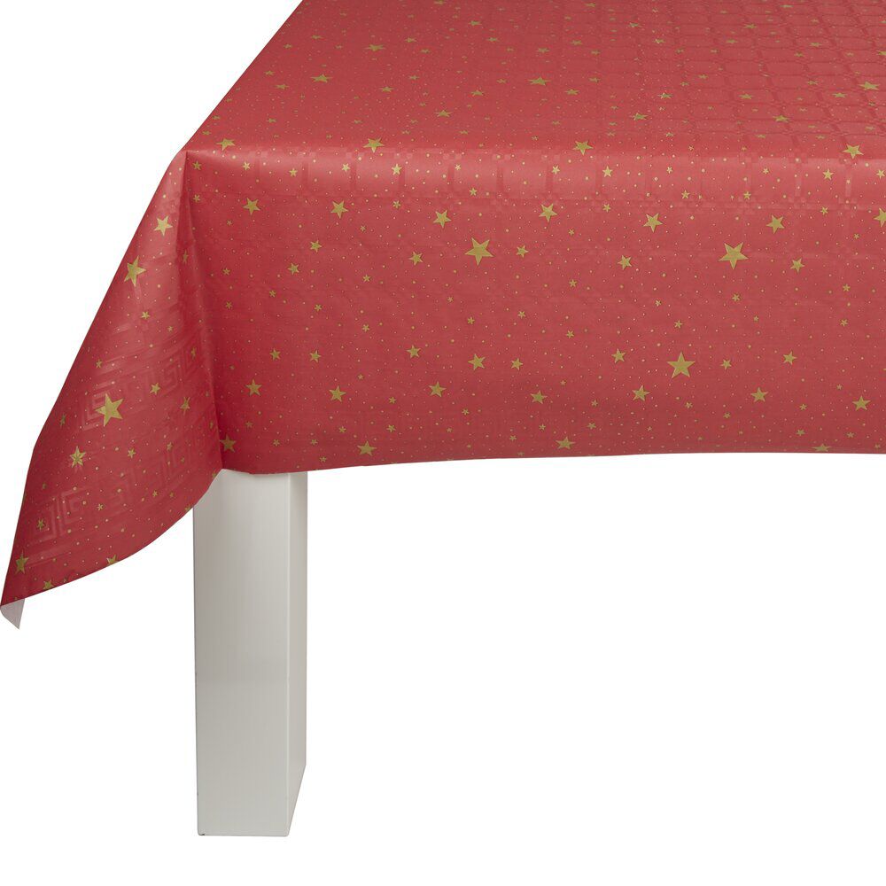 Nappe damassée rouge et étoiles dorées