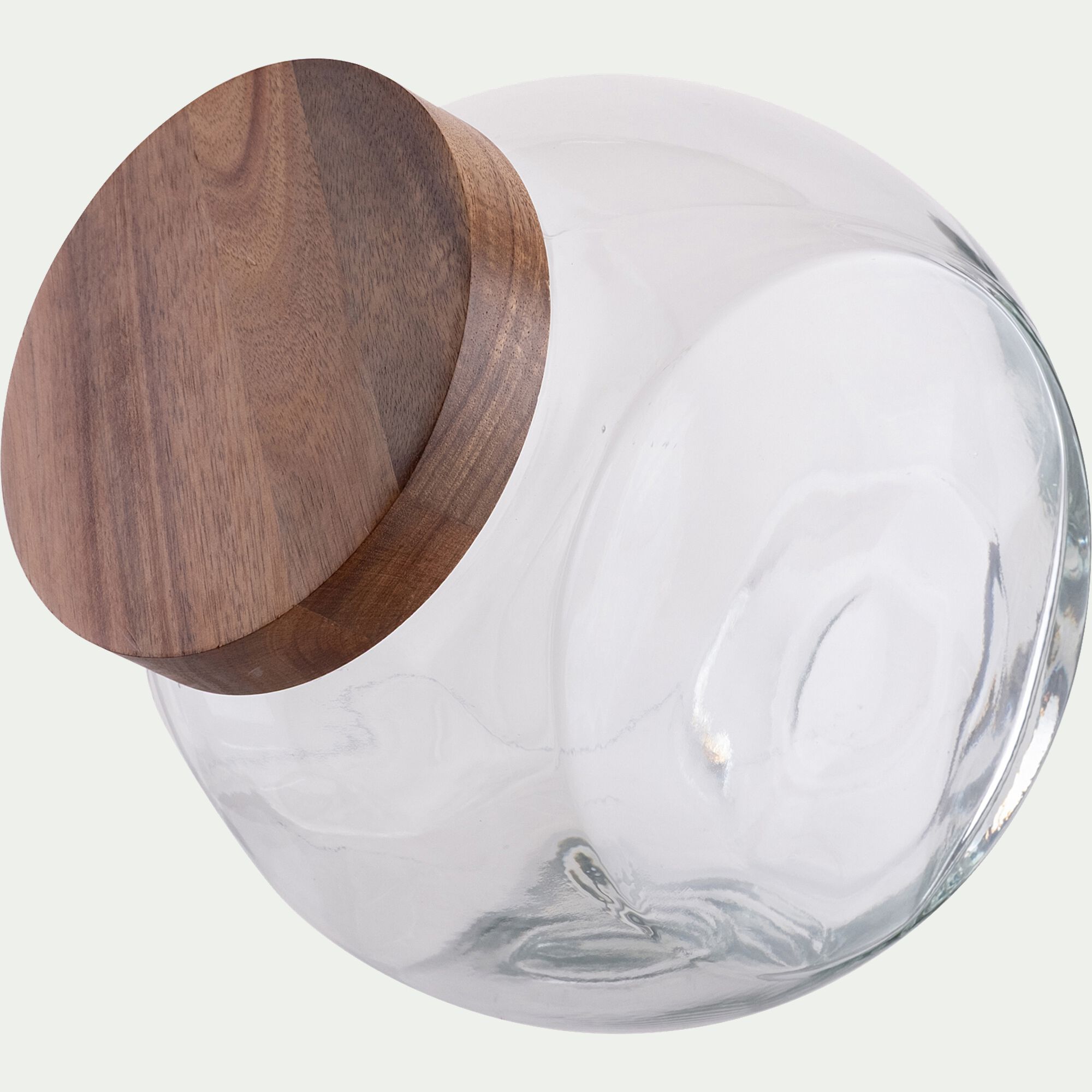 BOMBI - Bonbonnière en verre avec couvercle en acacia 4L - transparent